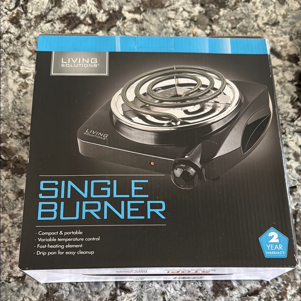 NIB Living Solutions Single Burner - Black